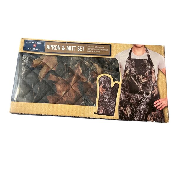 NEW  Apron & Mitt Set Camouflage Grilling Outdoors Gorpcore Gift - Picture 1 of 5